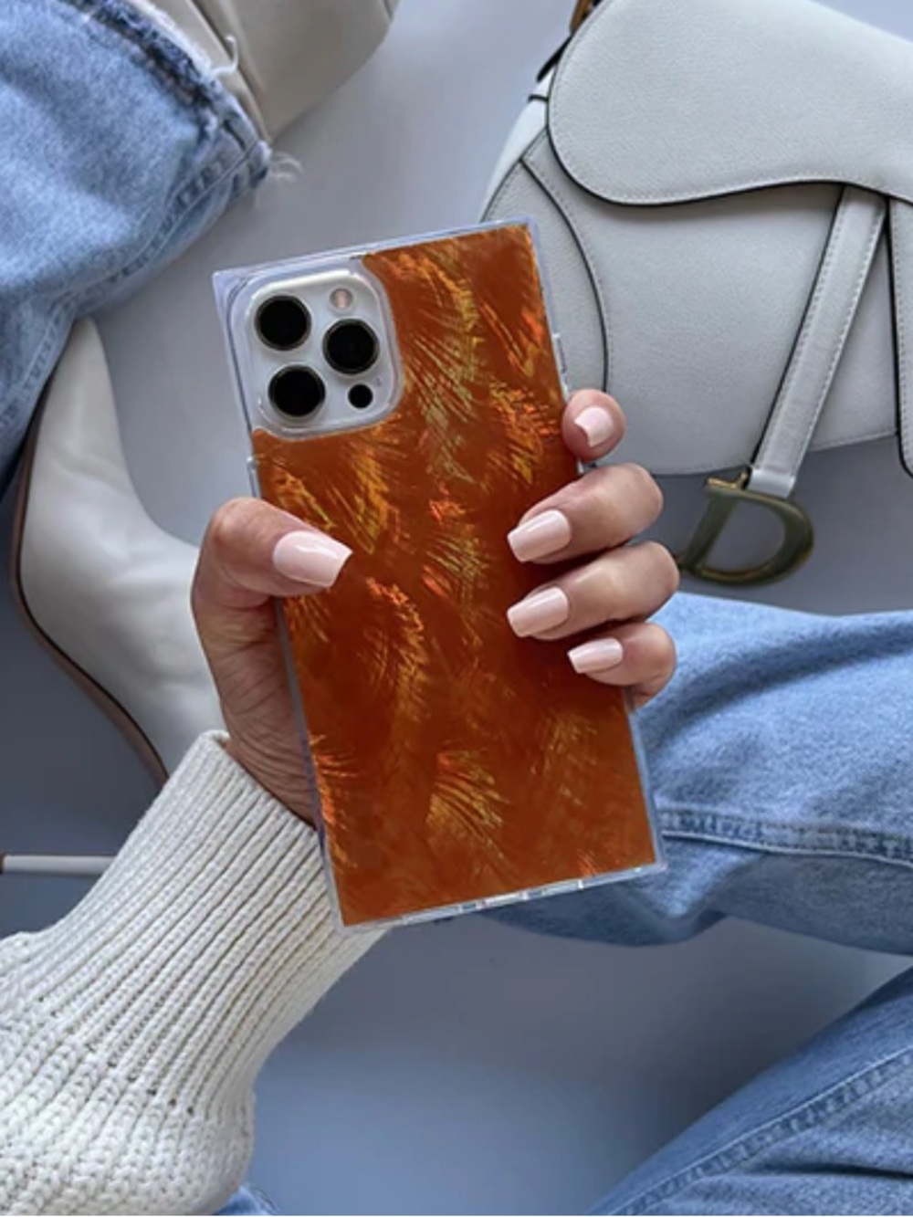 🆕 SQUARE by FLAUNT | Orange Mother of Pearl iPhone 17 Pro Max Case!
